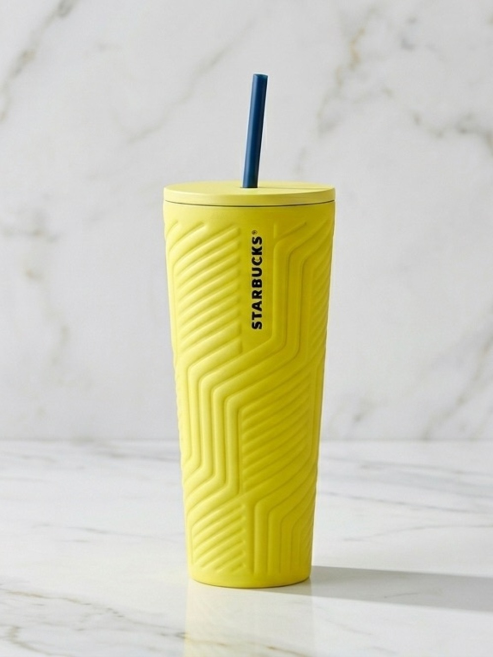 Starbucks 2024 Winter Neon Yellow Angular Soft Touch Venti Tumbler 24oz NWT